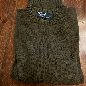 Olive green mens crewneck sweater